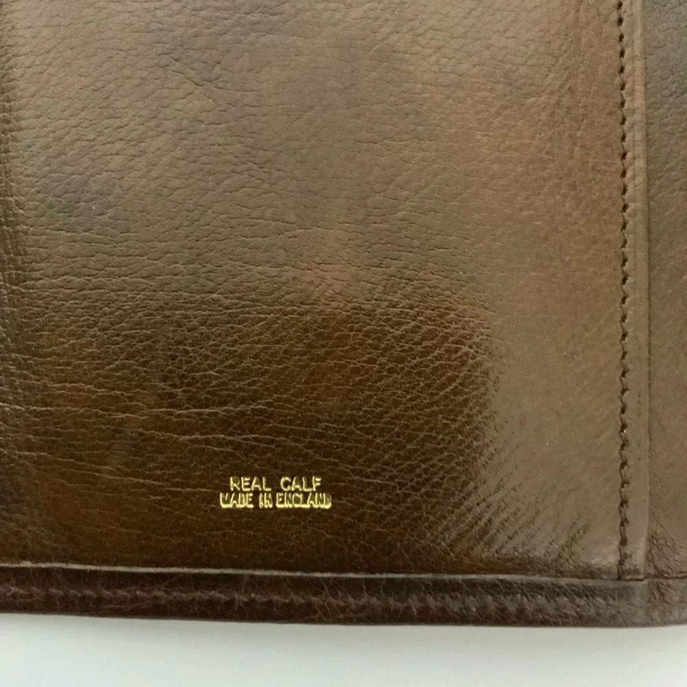 Men Brown Calf Leather Tall Credit Card Holder Bi-Fold Wallet Made In England
